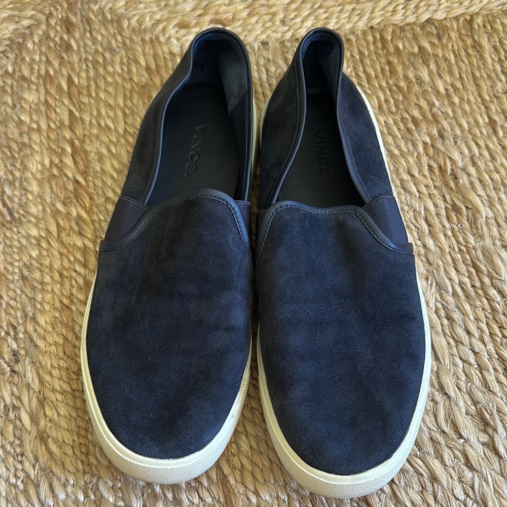 Vince Navy Suede Slip-On Shoes